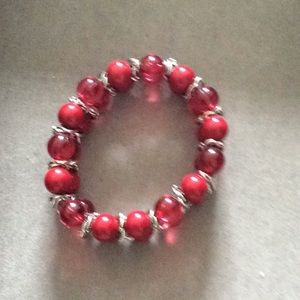 Ruby Red and Silver Bracelet